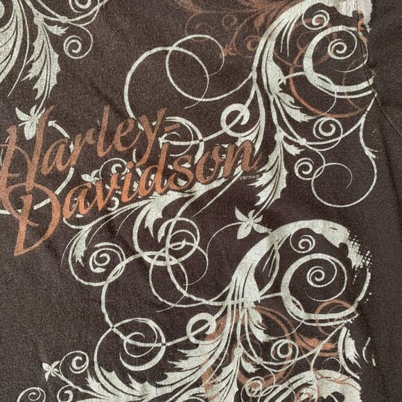 Harley Davidson Metallic Floral Scull Print Shirt Victoria BC Canada - Picture 2 of 11